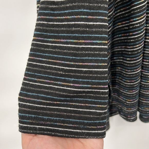 Lane Bryant stripe black blue turtle neck flowy top size 22 sparkle - Picture 2 of 8